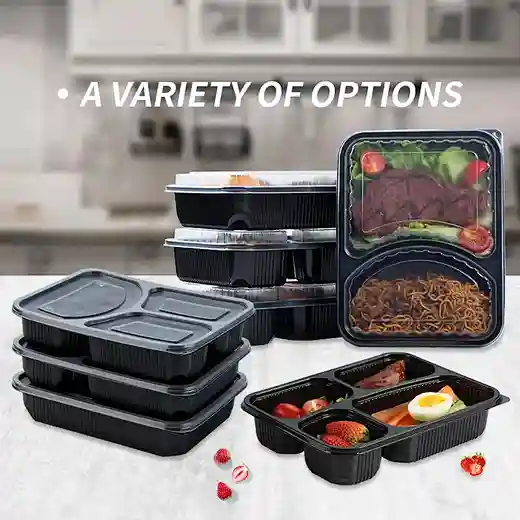 1000ml Black Food Container With Lids leak proof meal prep containers